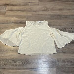 Bailey 44 cold shoulder fairy flutter sleeve silk sheer blouse size small